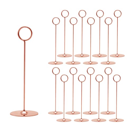 Urban Deco 16 Pieces Table Card Holder 8 inches Table Number Holders Place Steel Card Holders for Photos, Food Signs, Memo Notes, Weddings, Restaurants, Birthdays (Rosegold) - color: Rosegold