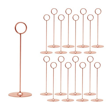 Urban Deco 16 Pieces Table Card Holder 8 inches Table Number Holders Place Steel Card Holders for Photos, Food Signs, Memo Notes, Weddings, Restaurants, Birthdays (Rosegold) - color: Rosegold