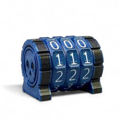 Life Counter Health Tracker for Board Games, TTRPGs, and Card Games with Skull Symbol, Compatible with MTG, 3 Blue Wheels with White Numbers - color: 3 Blue Rings+white Numbers