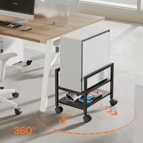 HOOBRO PC Stand, 2-Tier PC Tower Stand Fits Most Computer Towers, CPU Holder for Floor, Height Adjustable, CPU Stand with Wheels Under Desk, for Home Office, Black BB11CJ01 - color: Black