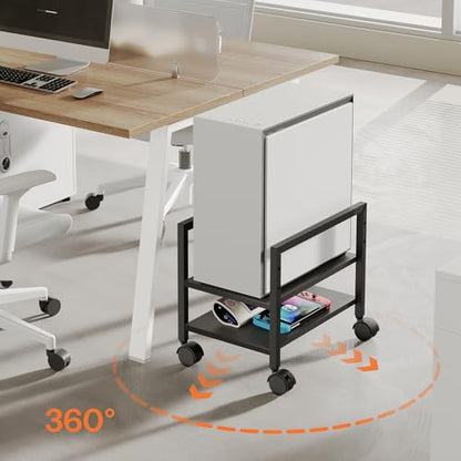 HOOBRO PC Stand, 2-Tier PC Tower Stand Fits Most Computer Towers, CPU Holder for Floor, Height Adjustable, CPU Stand with Wheels Under Desk, for Home Office, Black BB11CJ01 - color: Black