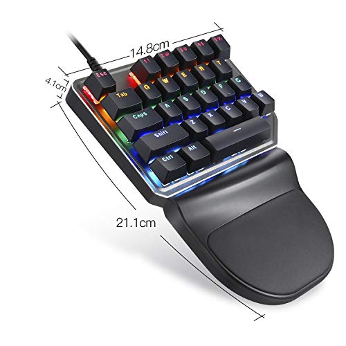 MOTOSPEED One-Handed Mechanical Mini Gaming Keypad 27 Keys, 9 LED Backlit USB Wired Mechanical Gaming Keyboard for Pro Keyboard Computer/PC/Desktop/Laptop