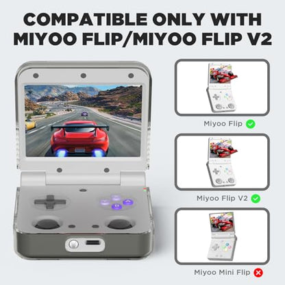 Slim Hard PC Case for Miyoo Flip/Miyoo Flip V2 Handheld Gaming Console, Shockproof Waterproof Protective Cover - Scratch Resistant, Ultra Lightweight (Transparent Gray) - color: Transparent Gray