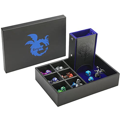 Grajar 3 in 1 Dice Tray with Lid, Portable Dice Box Storage for DND, Dungeons and Dragons, D&D, MTG & RPG Games - Blue - color: Blue