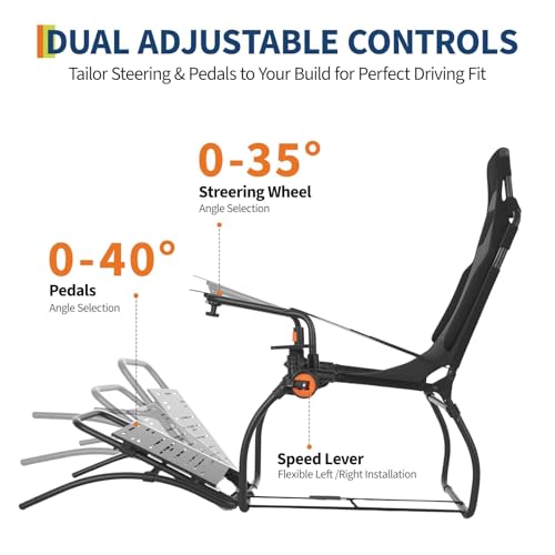 Foldable Sim Racing Rig | Heavy-Duty Carbon Steel Racing Wheel Frame Fits Logitech & All Top Gaming Steering Wheel Brands - size: 59.5x33.9x44.5 Inch
