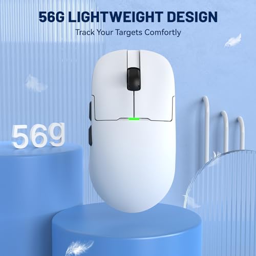 ATTACK SHARK x Ajazz AJ159 Gaming Mouse,2.4G Wireless Mouse,56g Ultralight,26K DPI PAW3395 Sensor,6 Programmable Buttons,Ergonomic Wired Gaming Mouse USB3.0 with 80M Click Switch for PC/MAC - color: AJ159 White