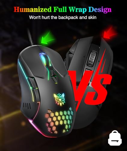 Wired PC Gaming Mouse: High Precision Sensor,RGB Backlit, Adjustable DPI, 7 Buttons Programmable,Ergonomic mice for Office & Gaming on Windows/Mac/Linux/Chrome-Black - color: Black