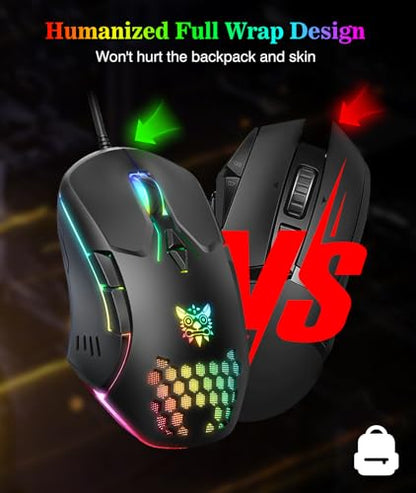 Wired PC Gaming Mouse: High Precision Sensor,RGB Backlit, Adjustable DPI, 7 Buttons Programmable,Ergonomic mice for Office & Gaming on Windows/Mac/Linux/Chrome-Black - color: Black