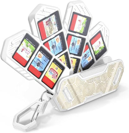 Mumba 12 Switch Game Card Case for Nintendo Switch Game Cards, Portable and Exquisite Protective Hard Shell with 4 Layer Rotatable Holder for Nintendo Switch 2/Switch/Switch OLED/Lite(White/Gold) - color: 화이트/골드