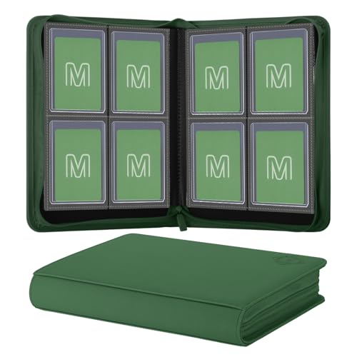 Toploader Binder,4-Pocket Side Load Trading Card Album, Holds 128 Cards | Top Loader Binder with Double-Sided Pockets for MTG, Sports Cards, Top Loader Storage（4 Dark Green） - color: 4Dark Green6