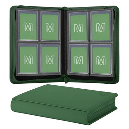 Toploader Binder,4-Pocket Side Load Trading Card Album, Holds 128 Cards | Top Loader Binder with Double-Sided Pockets for MTG, Sports Cards, Top Loader Storage（4 Dark Green） - color: 4Dark Green6