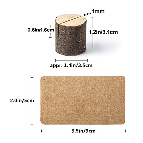 Jofefe 12Pcs Mini Wood Place Card Holders and 24Pcs Kraft Place Cards, Rustic Table Number Holders, Food Labels for Party Buffet, Name Card Photo Picture Holders for Harvest Fall Thanksgiving Wedding Birthday Party