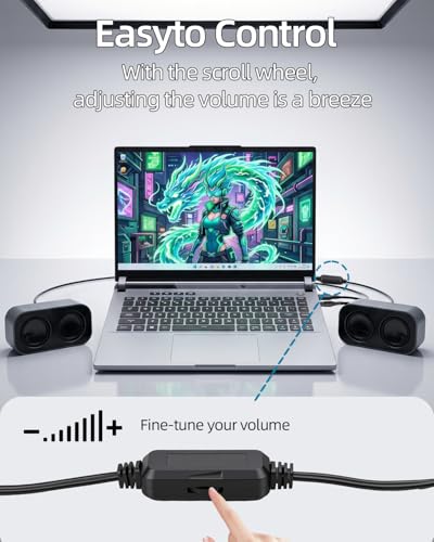 GELRHONR Computer Speakers for Desktop PC, 2×3W Small Stereo Speakers,USB Powered with 3.5mm Aux and Volume Control,Plug and Play for Laptop,Tablet 1.2M,Grey