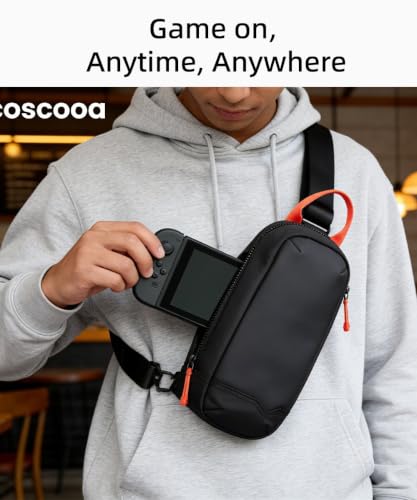 GYakeog Sling Crossbody Bag Compatible with Nintendo Switch 2, Protective Case Chest Travel Carrying Gaming Pouch with 8 Game Cartridges Slots