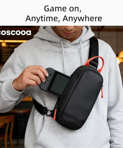 GYakeog Sling Crossbody Bag Compatible with Nintendo Switch 2, Protective Case Chest Travel Carrying Gaming Pouch with 8 Game Cartridges Slots