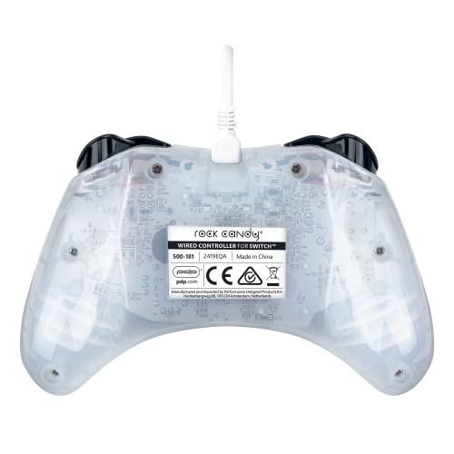 PDP Rock Candy Enhanced Wired Nintendo Switch Pro Controller, Switch Lite/OLED Compatible, Compact Durable Ergonomic Non-Slip Joystick (Frost White) - color: Frost White