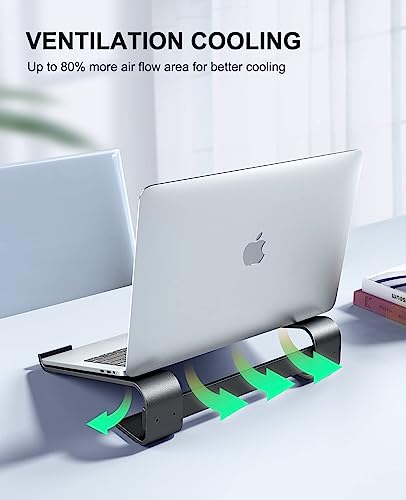 Soqool Laptop Stand for Desk, Ergonomic Detachable Laptop Riser | Aluminum MacBook Stand, Compatible with 12-17'' All Laptops Such as MacBook Pro/HP/Dell/Lenovo, Black - color: Black