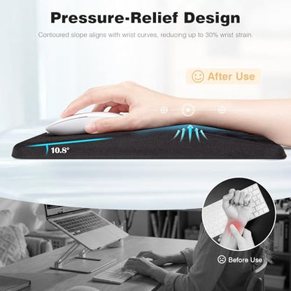 Ospelelf Mouse Pad with Wrist Rest Black Ergonomic Comfortable Pain Relief Mousepad Wrist Support for Laptop Computer - color: Black