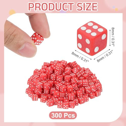 uxcell 300Pcs Mini Dice, 8mm/0.31" Acrylic Tiny Six Side Game Dot Square Dice Bulk for Table Board Game Party Activities, Red/White - color: Red/White, size: 8mm/0.31"