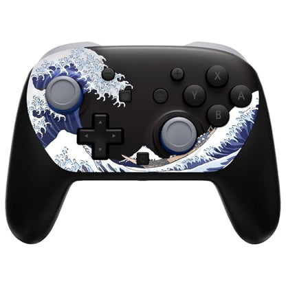 eXtremeRate DIY Replacement Faceplate Shell for Nintendo Switch 2 Pro Controller, Custom Front Housing Case, Thumbsticks and Screwdriver Tools for Switch 2 Pro Controller - The Great Wave Off Kanagawa - color: The Great Wave Off Kanagawa