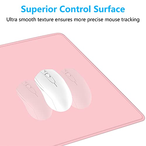 Dapesuom Large Gaming Mouse Pad, Extended Mouse Mat with Stitched Edges, Full Size Keyboard Pad with Non-Slip Base, Big XXL Computer Desk Mats for Gamer, Laptop, Office, 31.5 x 15.7in, Pink - color: Pink, size: 31.5L x 15.7W inches