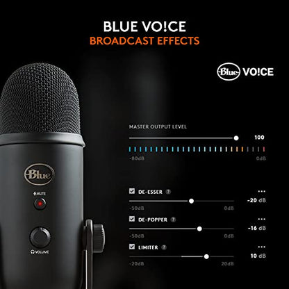 Logitech Creators Blue Yeti USB Microphone for PC, Mac, Gaming, Recording, Streaming, Podcasting, Studio and Computer Condenser Mic with Blue VO!CE effects, 4 Pickup Patterns, Plug and Play - Blackout | Blue Vo!ce Effects, 4 Pickup Patterns, Plug and Play