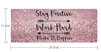 Inspirational Quotes Gaming Mouse Pad, Large Mouse Pads for Desk, Non-Slip Rubber Base Mousepad, Desk Pad with Stitched Edges, 31.5x11.8inch, Stay Positive Work Hard and Make It Happen - color: Stay Positive Work Hard and Make It Happen