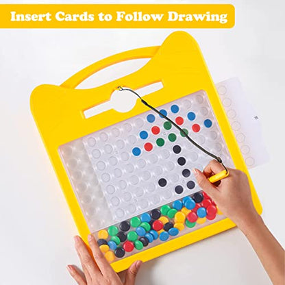 Magnetic Drawing Board for Kids, Toddler Magnet Doodle Board with Beads and 2 Pens, Magnetic Dot Art, Preschool Learning ABC Numbers for 3 4 5 6 Years Old Girls Boys (Yellow) - color: Yellow