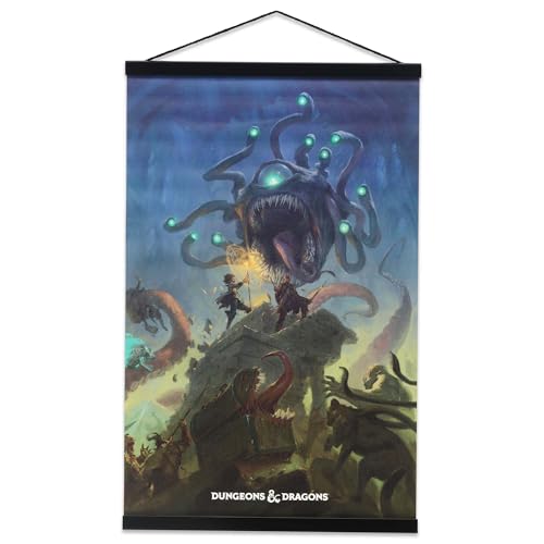 Hasbro Dungeons and Dragons Quest Hanging Canvas Banner | Fantasy D&D Wall Decor for Game Room or Office - color: Blue/Green
