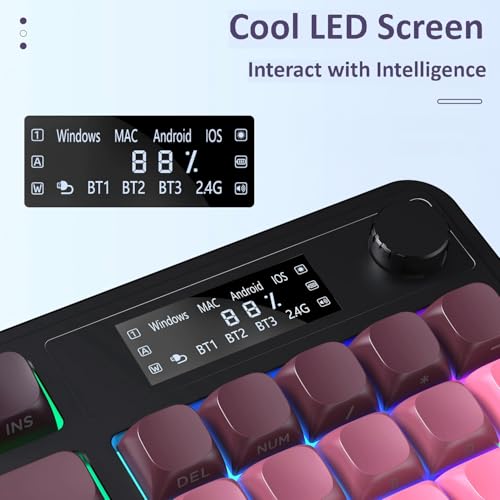 AULA S99 Pro Keyboard, Wireless Keyboards with Media Knob Custom RGB Backlit, 3-Modes BT/2.4G/USB-C Membrane Gaming Creamy Keyboard for Windows/MAC/PC Gamer - Black Pink - color: Black Pink