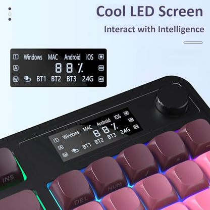AULA S99 Pro Keyboard, Wireless Keyboards with Media Knob Custom RGB Backlit, 3-Modes BT/2.4G/USB-C Membrane Gaming Creamy Keyboard for Windows/MAC/PC Gamer - Black Pink - color: Black Pink
