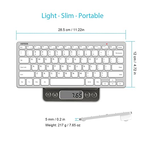 Arteck 2.4G Wireless Keyboard Ultra Slim and Compact Keyboard with Media Hotkeys for Computer Desktop PC Laptop Surface Smart TV and Windows 11/10/8/7, Silver - color: Silver