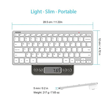 Arteck 2.4G Wireless Keyboard Ultra Slim and Compact Keyboard with Media Hotkeys for Computer Desktop PC Laptop Surface Smart TV and Windows 11/10/8/7, Silver - color: Silver
