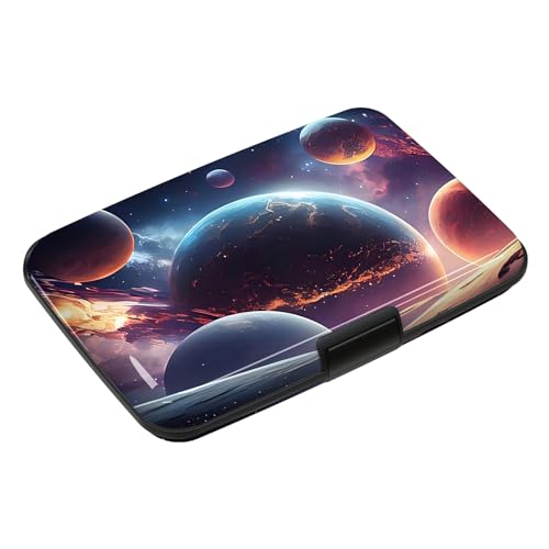 Credit Card Holder, Cool Planet RFID Wallet Women Pocket Small Card Holder Travel Cute Thin Card Case ID Aluminum RFID Blocking Card Organizer Gifts Girls - color: Cool Planet