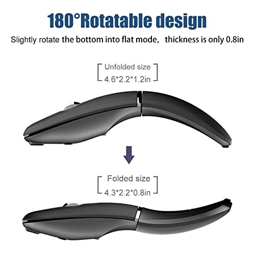 Foldable Arc Wireless Mouse Silent Click Bluetooth 5.3 and 2.4GHz | Dual Modes Portable Curved Mouse for Home, Office, Travel– Gray - color: Gray