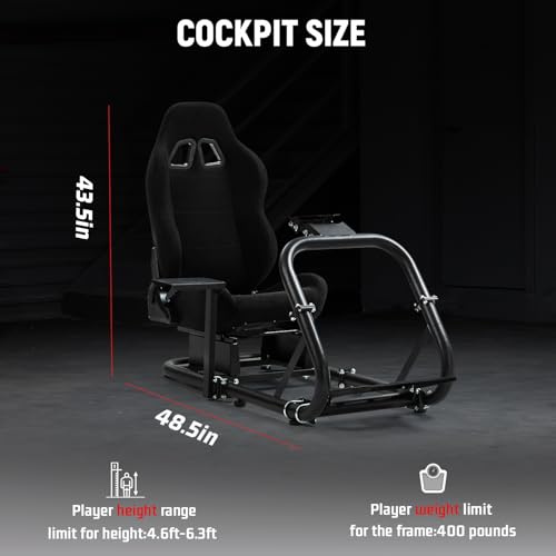 Dardoo Racing Simulator Cockpit Frame with Black Seat for 12Nm Direct Drive | for Logitech G27 G29 G920 G923, for Moza/Thrustmaster/Fanatec, Adjustable Racing Stand, not Included Wheel Pedal Handbrake