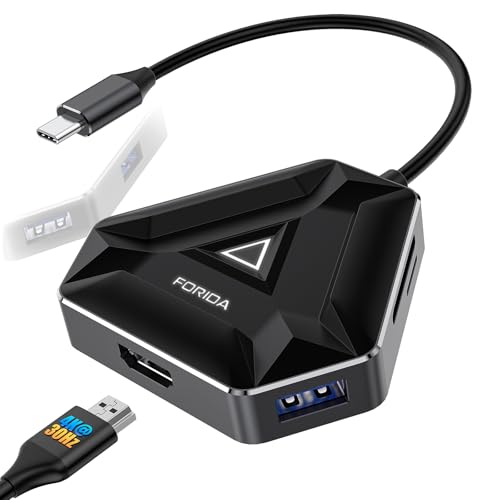 Gaming USB hub with HDMI Adapter, USB C HUB with USBA 3.0 Splitter Data Ports & SD/TF Card Reader,Support Extended Display for MacBook Pro, Monitor 4K HDMI Hub for Laptops (4K@30HZ Black) - color: Black, style: 4K@30Hz