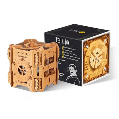 Puzzle Potato Tesla Box - Electronic Puzzle Box - Escape Room Game in a Box - Brain Teaser - 3D Wooden Puzzle for Adults - Money Puzzle Box for Cash Gift - Birthday GiftBox MoneyBox - color: Tesla Box