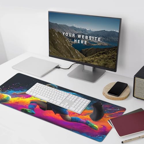 Large Gaming Mouse Pad and Desk Mat, Soccer Action Design, Non-Slip Base, 35.4 x 15.7 Inches, for PC, Laptop, Office, and Gaming Setup - color: Football Actions
