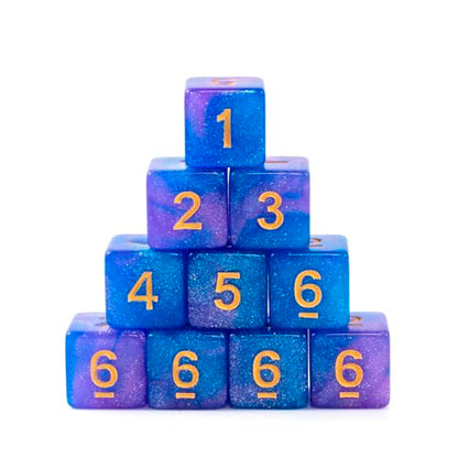 10 Pieces Polyhedral D6 Dice Set, 6 Sided Dice 16mm Square Edge Dice for RPG MTG DND Table Games (Pink Blue) - color: Pink Blue