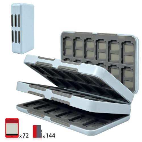 ONETIAOLONG Switch Game Case Holder for Switch 2 & OLED & Lite with 72 Cartridge Slots and 144 Micro SD Card Storage with Magnetic Closure,Protective Hard Shell and Soft Lining for Easy carrying - color: Blue, style: 72-slots