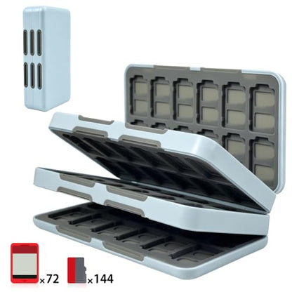 ONETIAOLONG Switch Game Case Holder for Switch 2 & OLED & Lite with 72 Cartridge Slots and 144 Micro SD Card Storage with Magnetic Closure,Protective Hard Shell and Soft Lining for Easy carrying - color: Blue, style: 72-slots