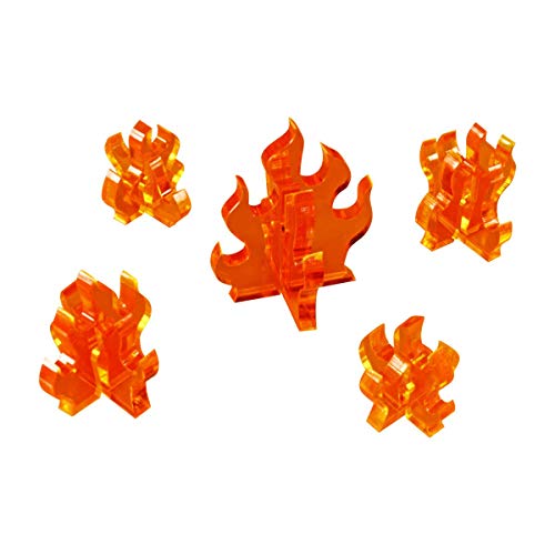 LITKO Flame Markers | for RPG & Wargames | Fluorescent Amber | Variety | Fire, explosions & burning wreckage | Set of 5, 3 sizes | Multi-part 3mm acrylic | Glue assembly - color: Fluorescent Amber, size: Variety Pack
