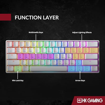 HK GAMING GK61HE 60% | Magnetic Mechanical Gaming Keyboard | Rapid Trigger 0.1mm Step | 61 Keys Multi Color RGB | 1kHz Polling Rate | PC/Mac Gamer | US Layout (White) - color: White