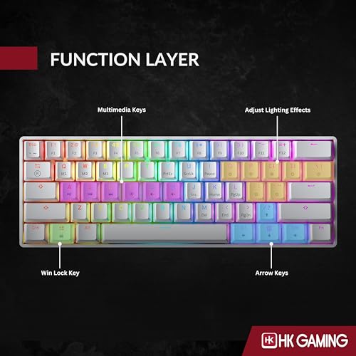 HK GAMING GK61HE 60% | Magnetic Mechanical Gaming Keyboard | Rapid Trigger 0.1mm Step | 61 Keys Multi Color RGB | 1kHz Polling Rate | PC/Mac Gamer | US Layout (White) - color: White