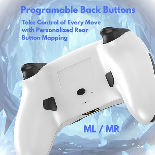 GioMay Pro Wireless Controller Compatible with PS5 – Hall Effect Joysticks, Bluetooth 5.3, Programmable Back Buttons, Dual Vibration, 6-Axis Gyro, Works with PC, Steam, iOS & Android (Purple) - color: Purple