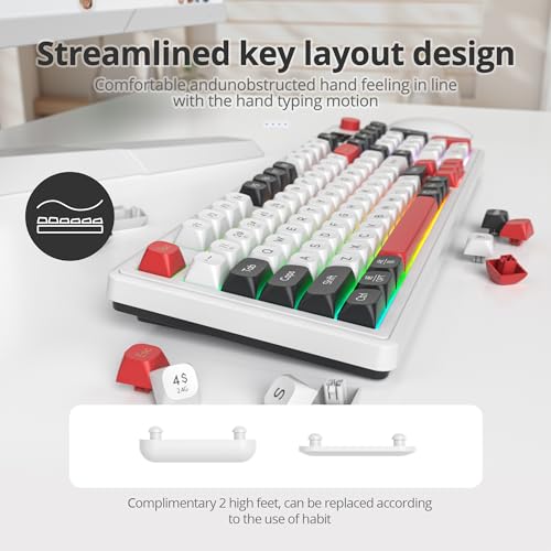 Owpkeenthy 98 Keys Gaming Keyboard with Knob, 96% Gasket Mouted Wireless Quiet Mechanical Feeling Membrane Keyboard RGB 3-Mode Wired/Bluetooth 5.0/2.4G for for Laptop Desktop(98 White) - color: 98 White