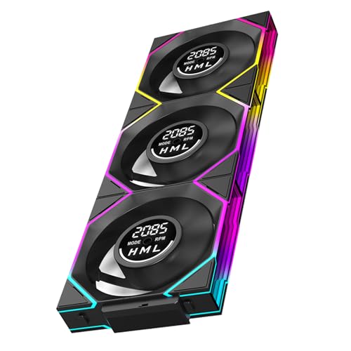 JM V4 120mm Case Fan|Computer Cooling PC ARGB CPU Cooler Daisy Chain Fan|Three-Mode Digital Display|Infinity Mirror Design|600-2100 4Pin PWM Contro(Black Forward 3-Pack) - color: Black Forward 3-Pack