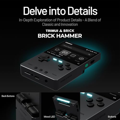TRIMUI Brick Hammer Retro Handheld Game Console – Metal CNC Aluminum Alloy Body, 3.2" IPS Screen, 8GB Storage, Expandable to 1TB, Built-in 3000mAh Battery - style: Grey-64G