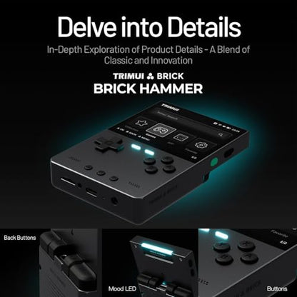 TRIMUI Brick Hammer Retro Handheld Game Console – Metal CNC Aluminum Alloy Body, 3.2" IPS Screen, 8GB Storage, Expandable to 1TB, Built-in 3000mAh Battery - style: Grey-64G
